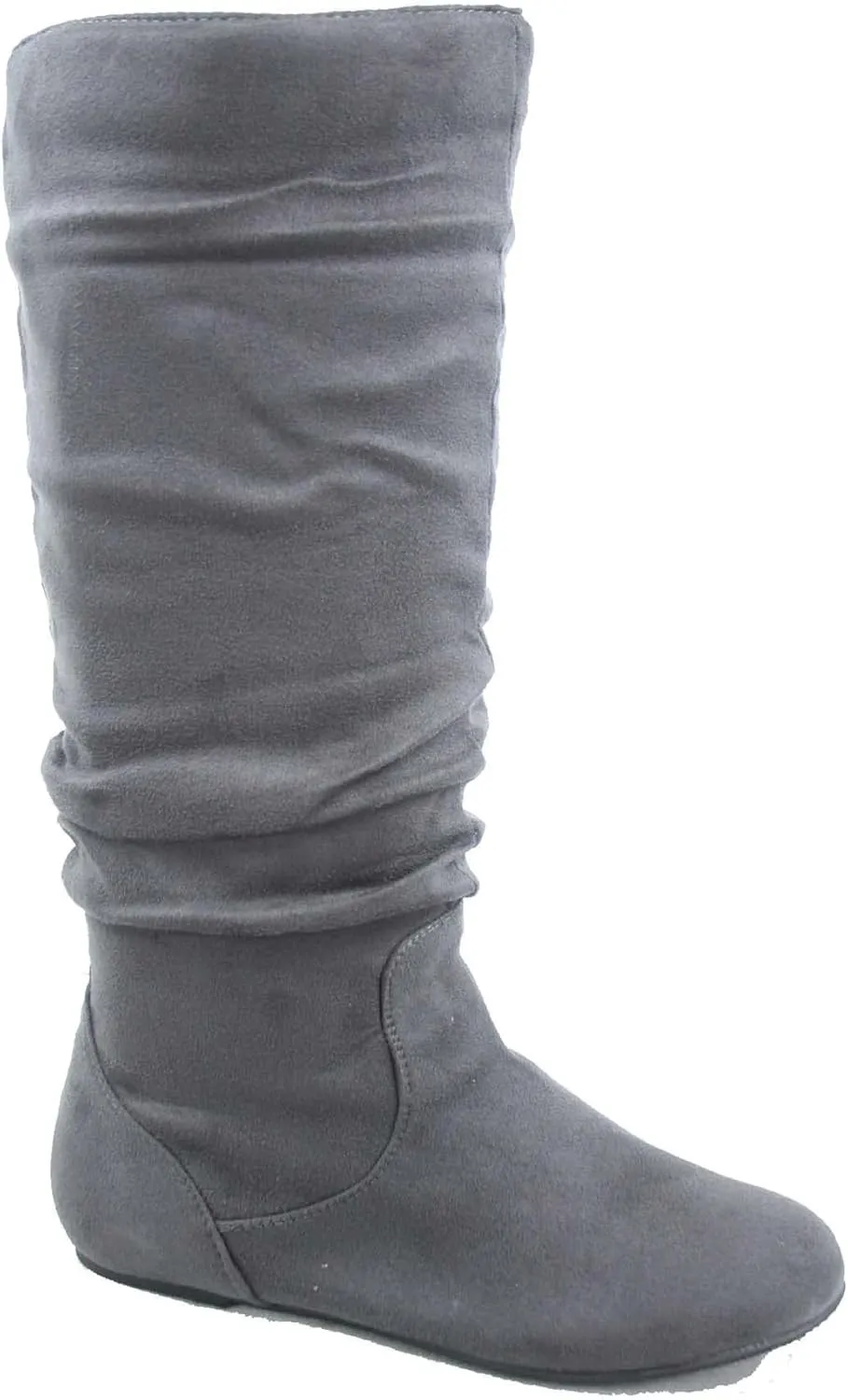 TOP Moda Data-1 Women's Shoes Cute & Comfort Round Toe Flat Heel Slouchy Mid Calf Boot