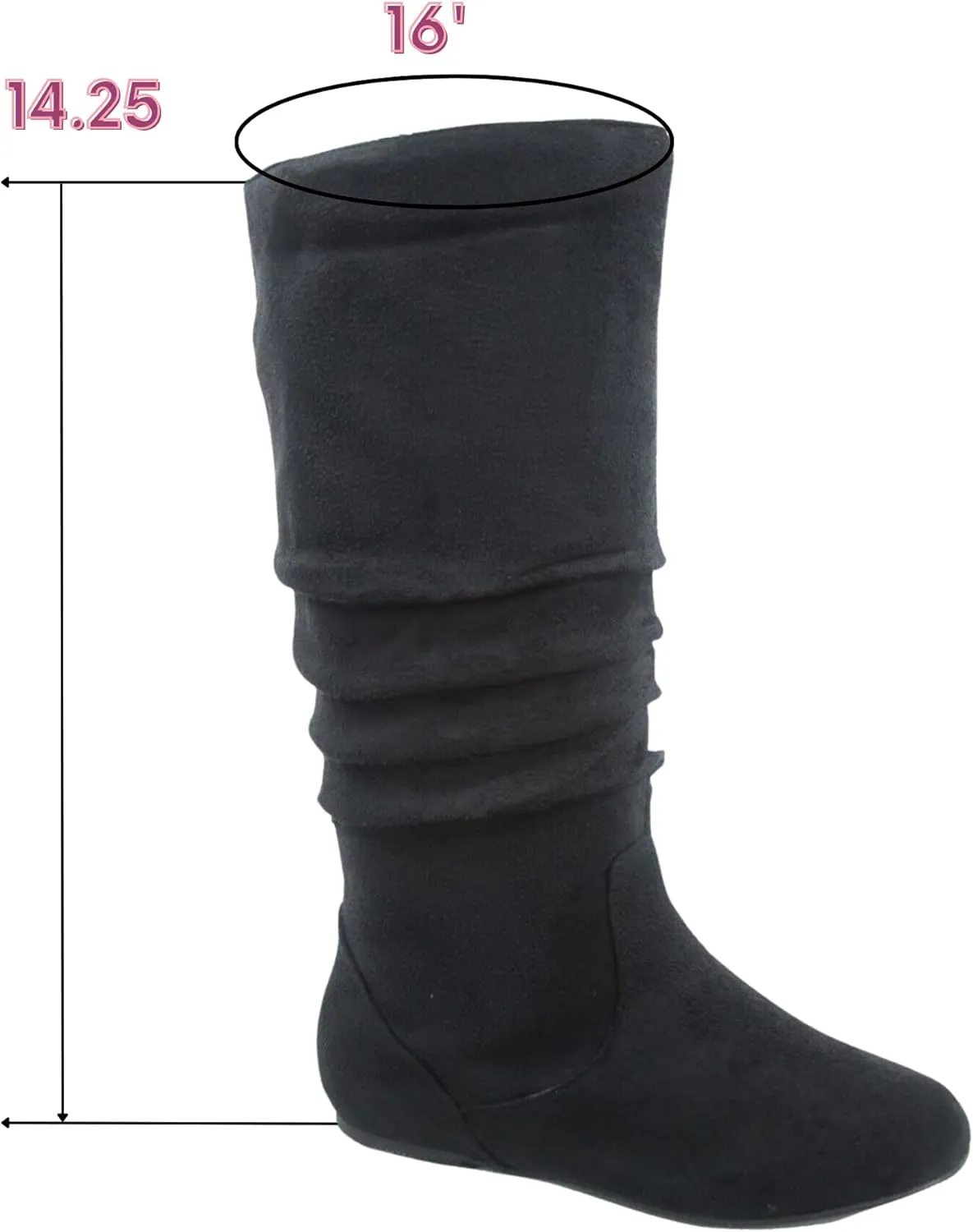 TOP Moda Data-1 Women's Shoes Cute & Comfort Round Toe Flat Heel Slouchy Mid Calf Boot