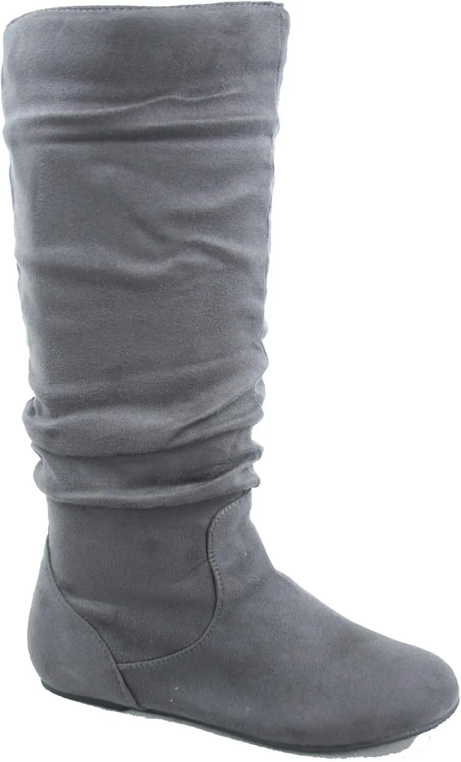 TOP Moda Data-1 Women's Shoes Cute & Comfort Round Toe Flat Heel Slouchy Mid Calf Boot