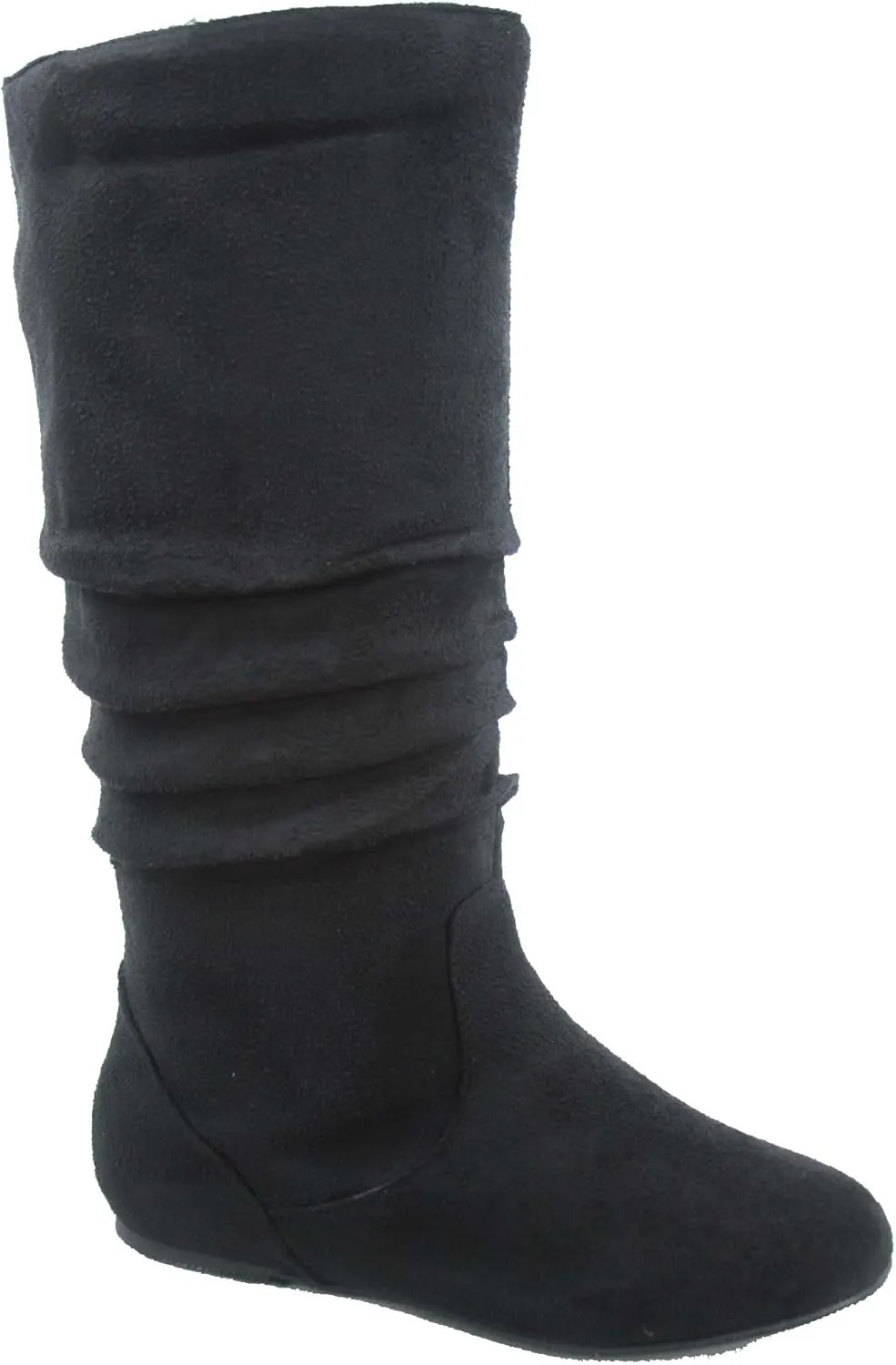 TOP Moda Data-1 Women's Shoes Cute & Comfort Round Toe Flat Heel Slouchy Mid Calf Boot