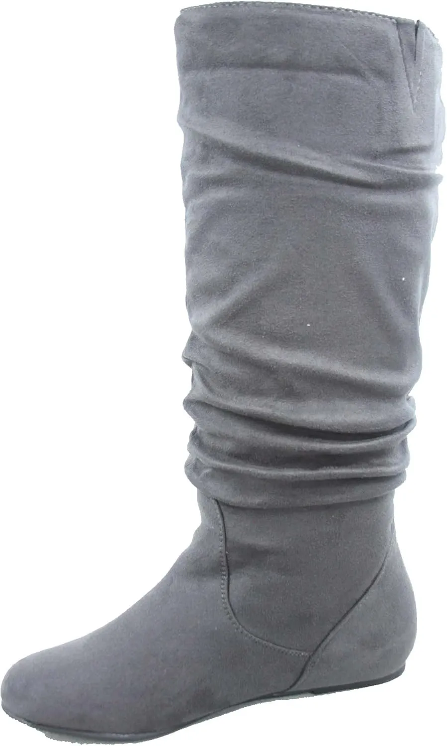 TOP Moda Data-1 Women's Shoes Cute & Comfort Round Toe Flat Heel Slouchy Mid Calf Boot