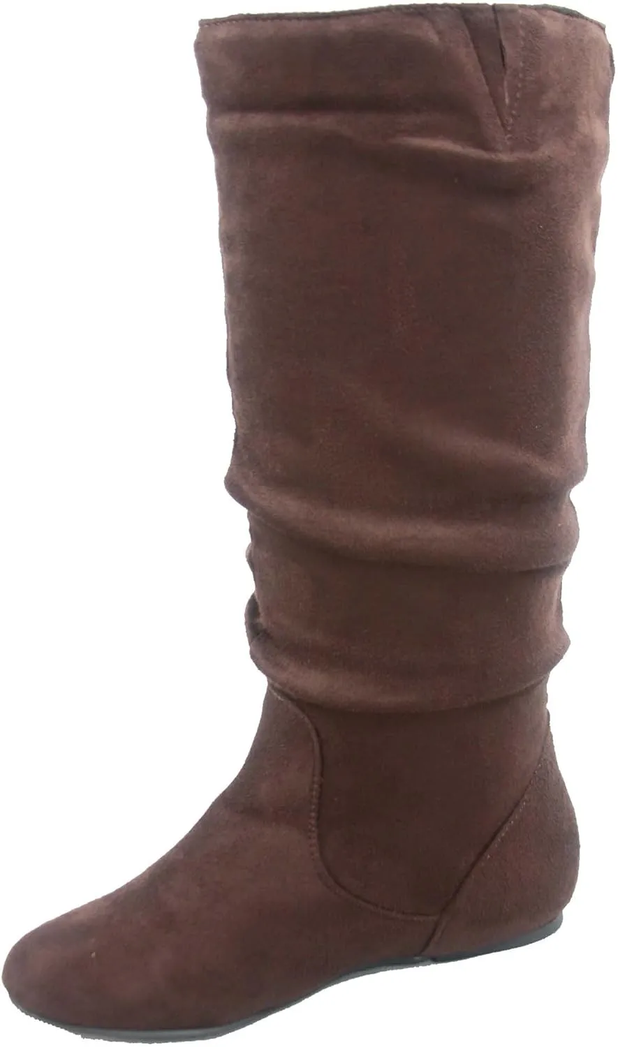 TOP Moda Data-1 Women's Shoes Cute & Comfort Round Toe Flat Heel Slouchy Mid Calf Boot