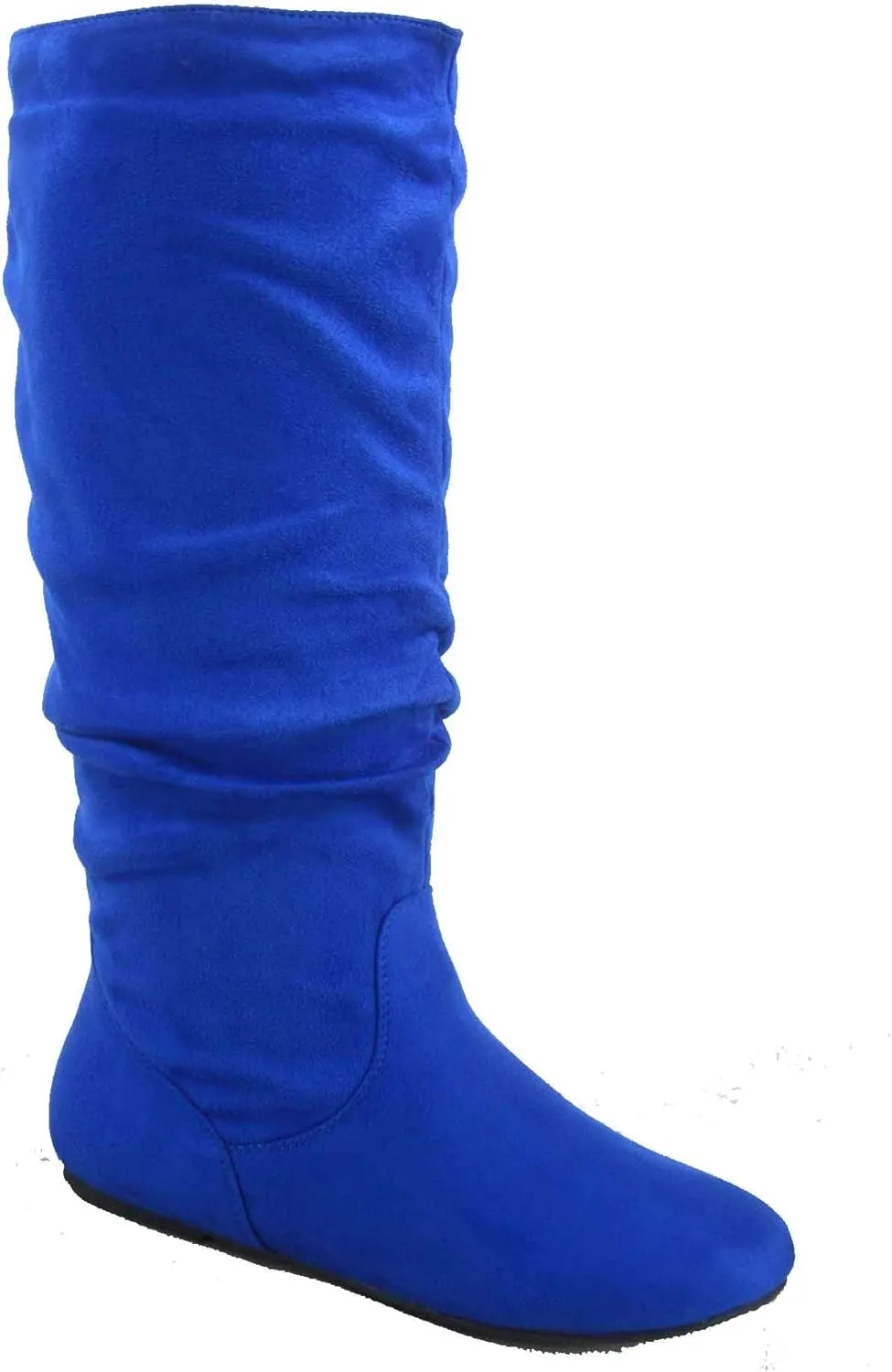 TOP Moda Data-1 Women's Shoes Cute & Comfort Round Toe Flat Heel Slouchy Mid Calf Boot