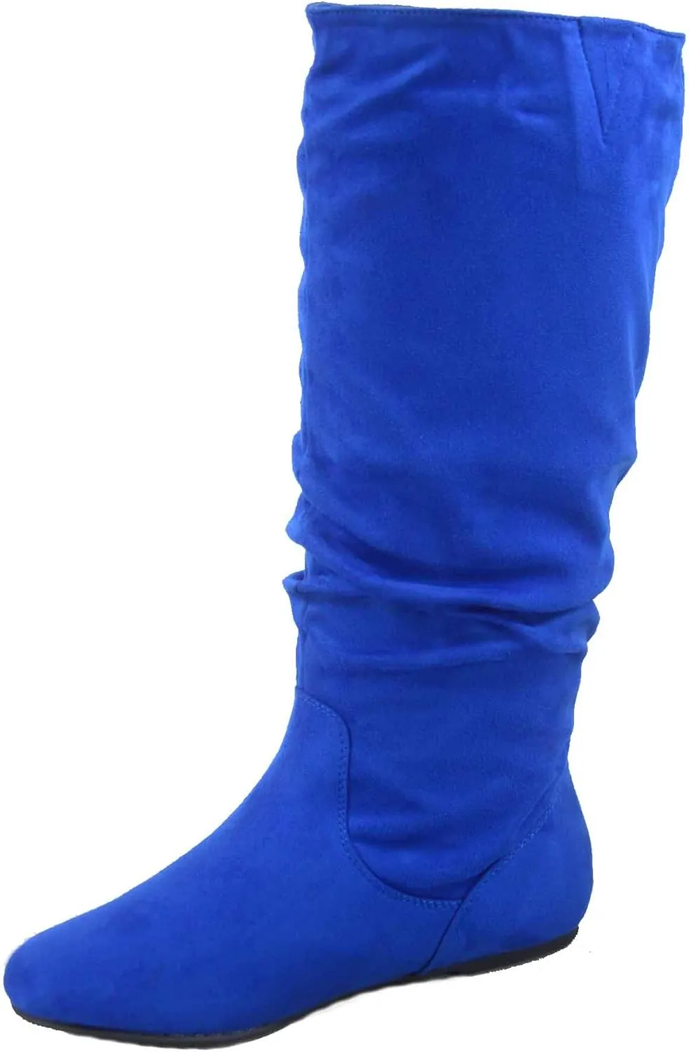 TOP Moda Data-1 Women's Shoes Cute & Comfort Round Toe Flat Heel Slouchy Mid Calf Boot