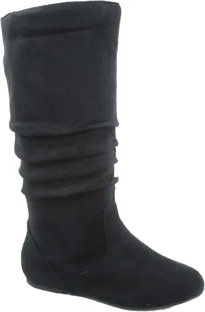 TOP Moda Data-1 Women's Shoes Cute & Comfort Round Toe Flat Heel Slouchy Mid Calf Boot
