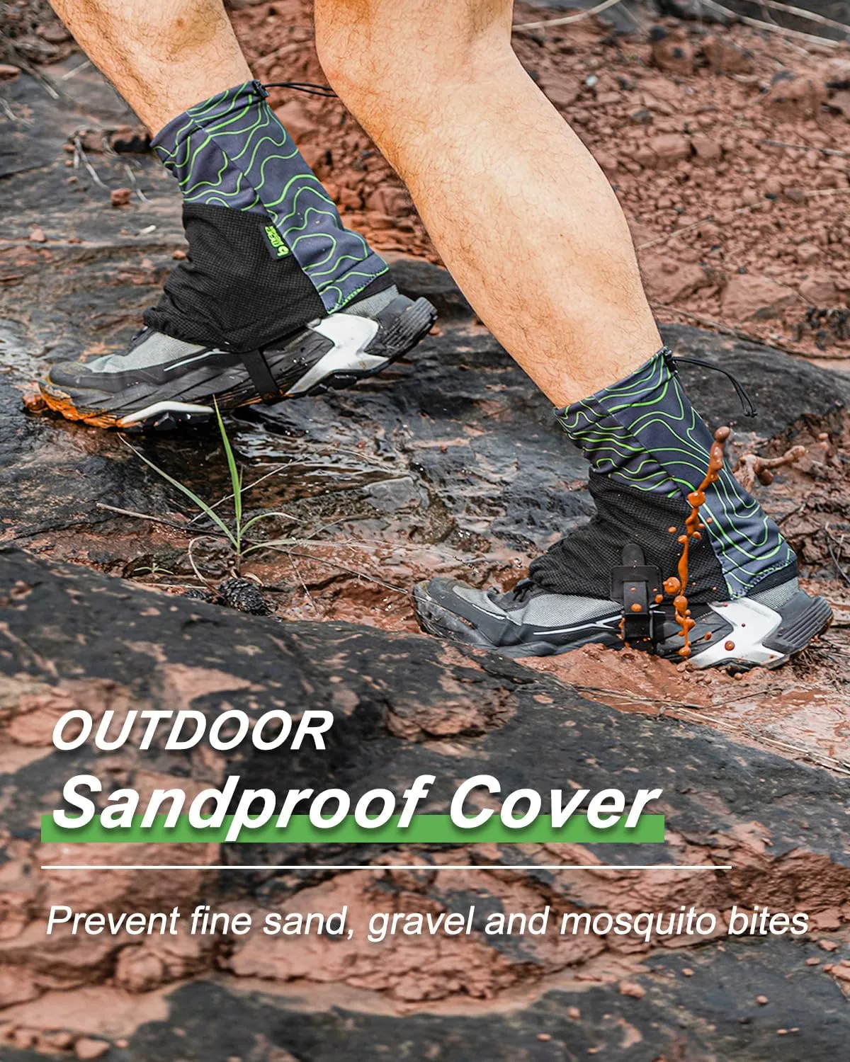 Trail Gaiters, Waterproof Low Shoe Protectors, Adjustable Boots Protectors for Hiking & Running - Prevents Debris in Shoes