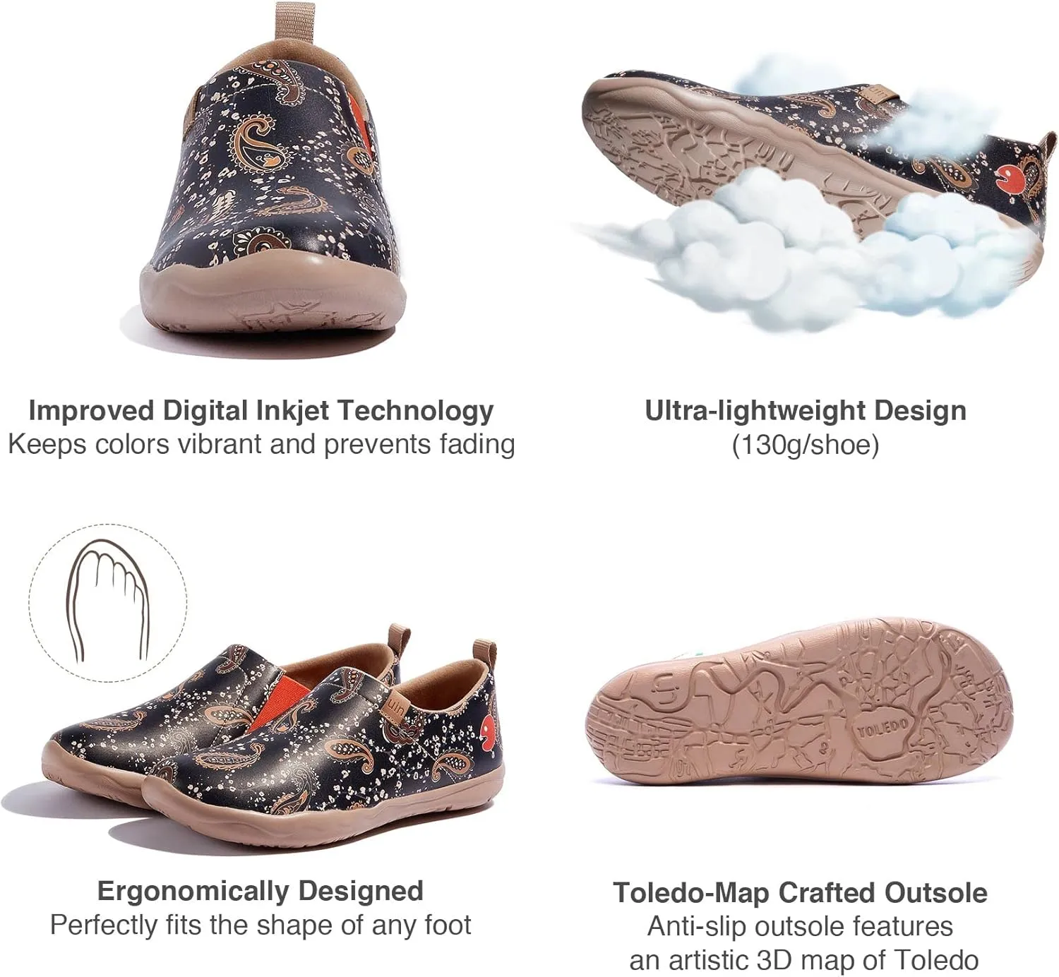 UIN Women's Artistic Design Slip-On Microfiber PU Shoes Stylish Comfortable Casual Loafers Lightweight Everyday Travel Footwear