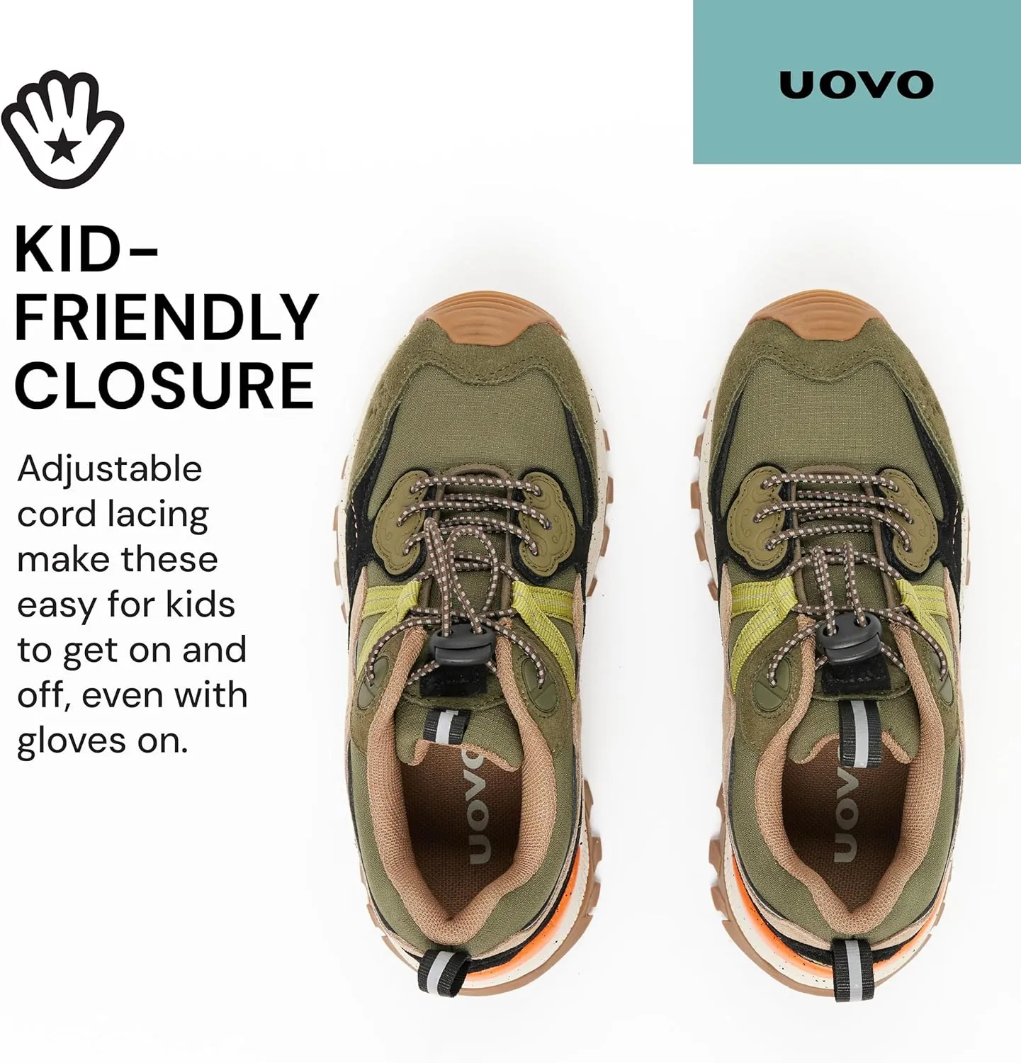 UOVO Kids Waterproof Hiking Shoes – Non-Slip Outdoor Trail Sneakers for Boys & Girls, Lightweight Breathable Trekking Boots