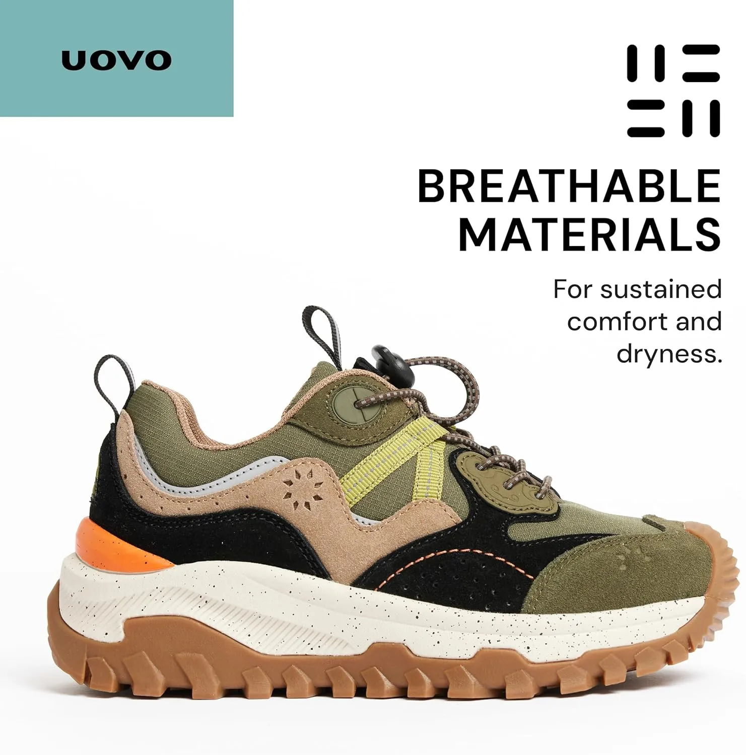 UOVO Kids Waterproof Hiking Shoes – Non-Slip Outdoor Trail Sneakers for Boys & Girls, Lightweight Breathable Trekking Boots