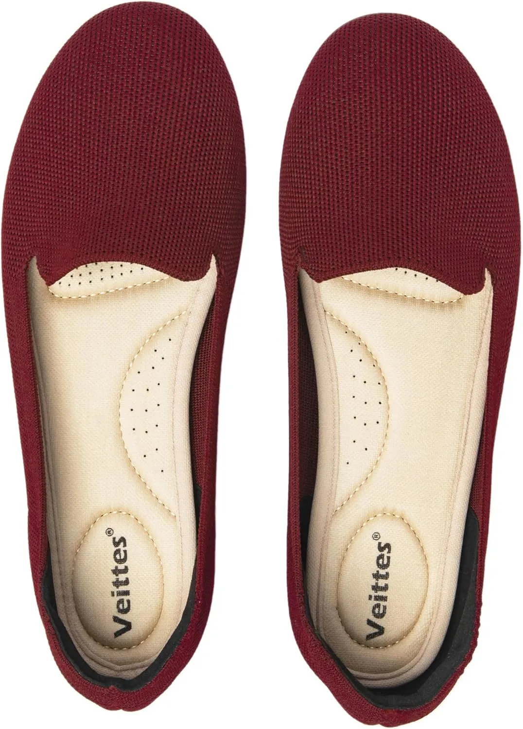 Veittes Women's Wide Width Flats Shoes, Dressy Comfortable Soft Ladies Elegant Slip on Knitted Ballet Shoes.(2205003-4,WR/FK,11W)
