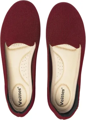 Veittes Women's Wide Width Flats Shoes, Dressy Comfortable Soft Ladies Elegant Slip on Knitted Ballet Shoes.(2205003-4,WR/FK,11W)