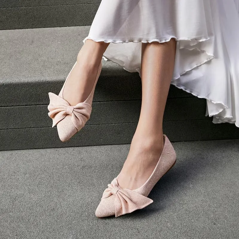 VIVAIA Azura Pointed-Toe Bow Women Casual Flats Slip on Comfortable Shoes