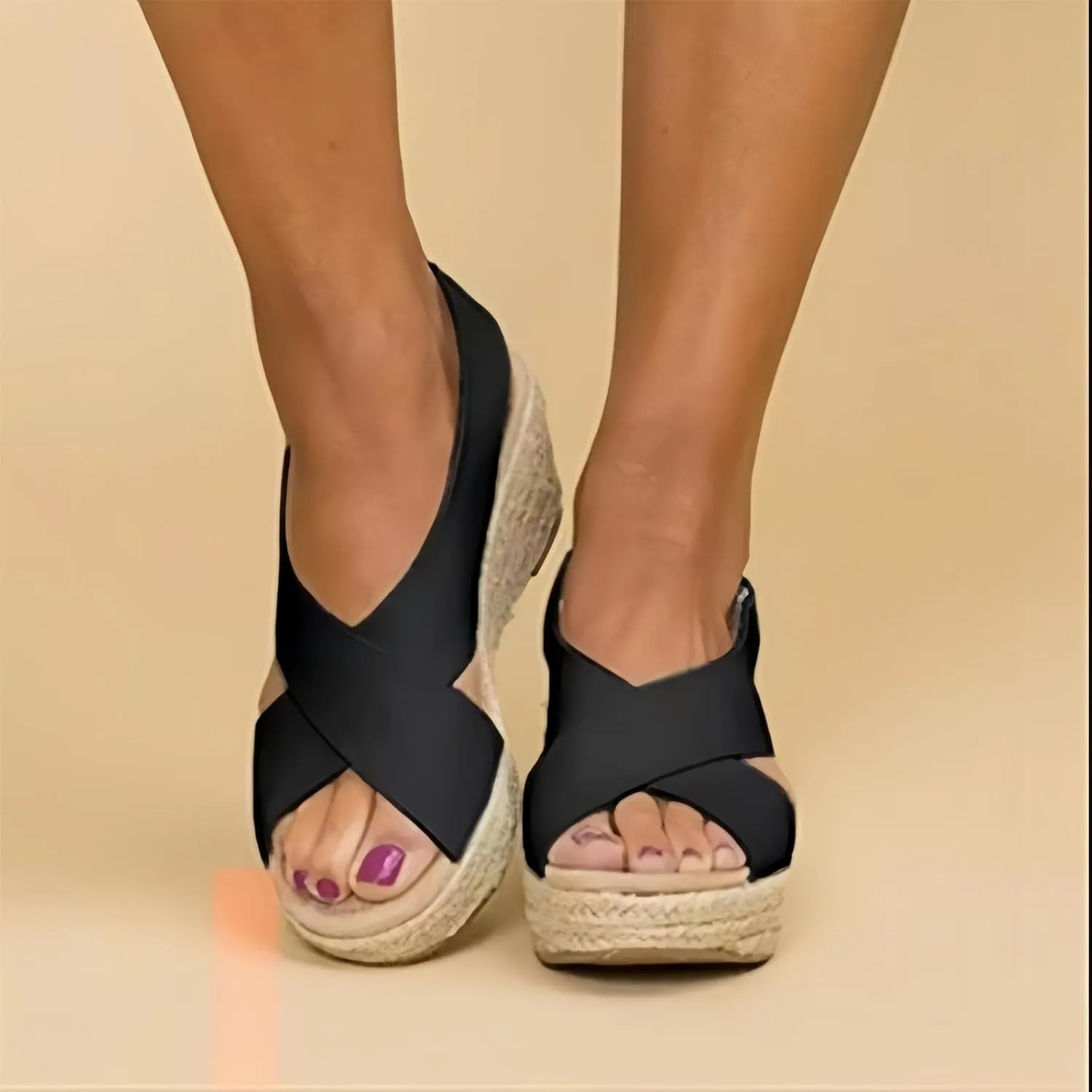 Wedge Sandals for Women Platform Wedges Sandals Orthopedic Sandal Open Toe Buckle Slingback Cross Band Slip-on High Heels Sandal with Back Strap 2025