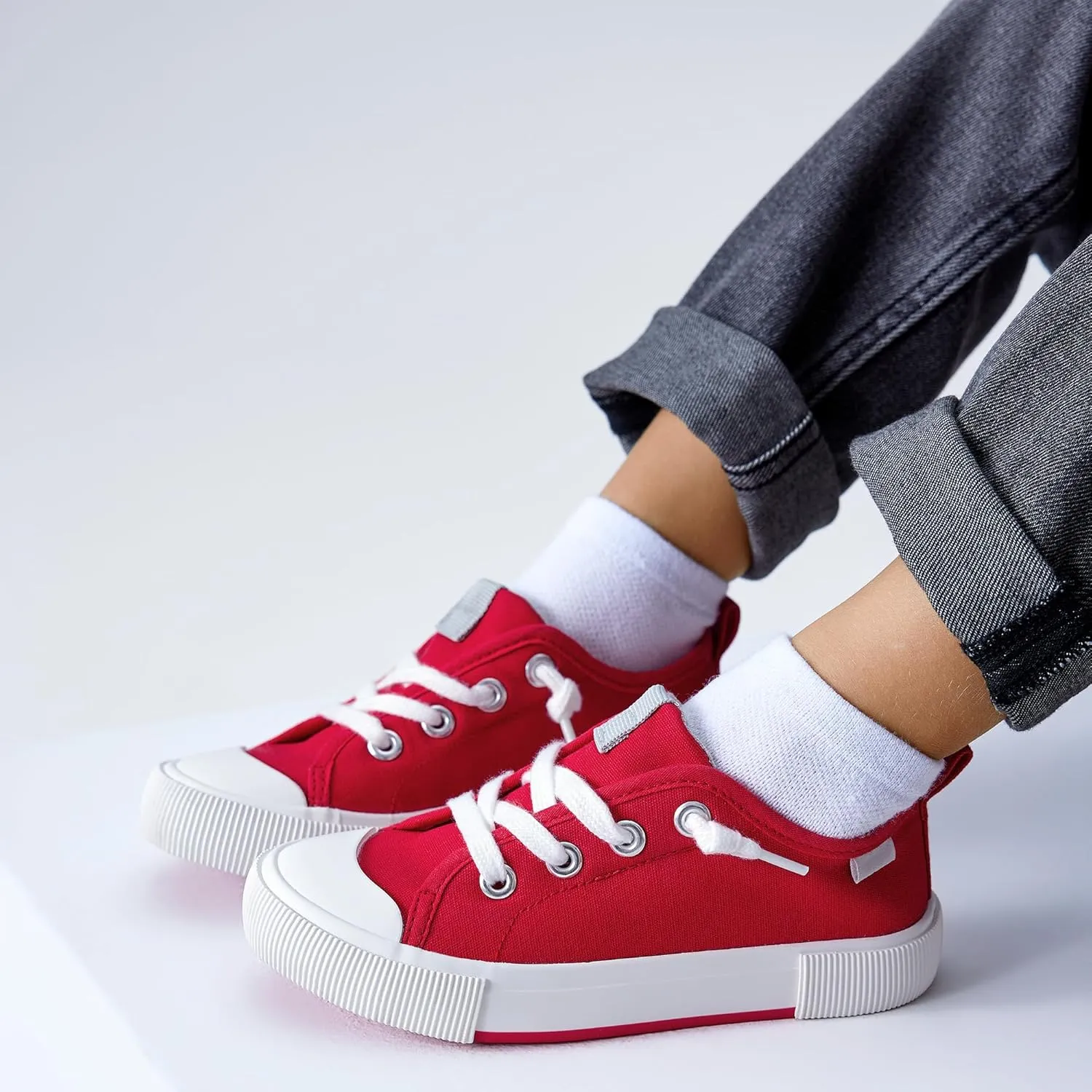 Weestep Kids' Cotton Slip-On Canvas Sneakers - Fashion Casual Shoes with Optional Laces for Girls, Boys, Toddler and Little Kid