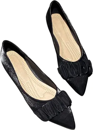 WENJIAZHIZHI Women's Satin Flats Wedding Dressy Shoes Elegant Slip-On Loafers Ballet Flats for Women Work Dressy Casual