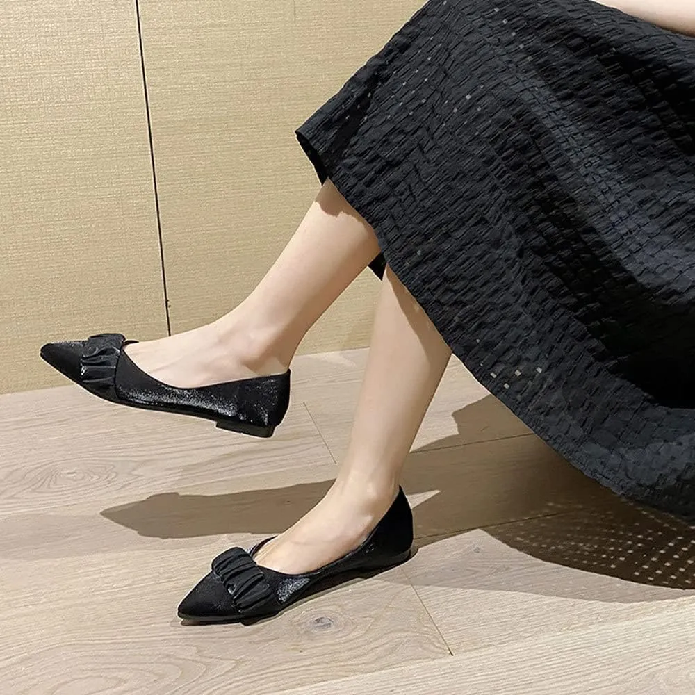 WENJIAZHIZHI Women's Satin Flats Wedding Dressy Shoes Elegant Slip-On Loafers Ballet Flats for Women Work Dressy Casual