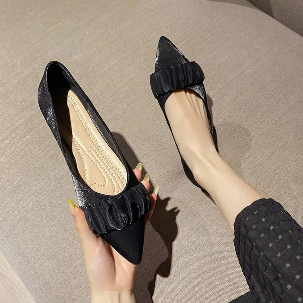 WENJIAZHIZHI Women's Satin Flats Wedding Dressy Shoes Elegant Slip-On Loafers Ballet Flats for Women Work Dressy Casual
