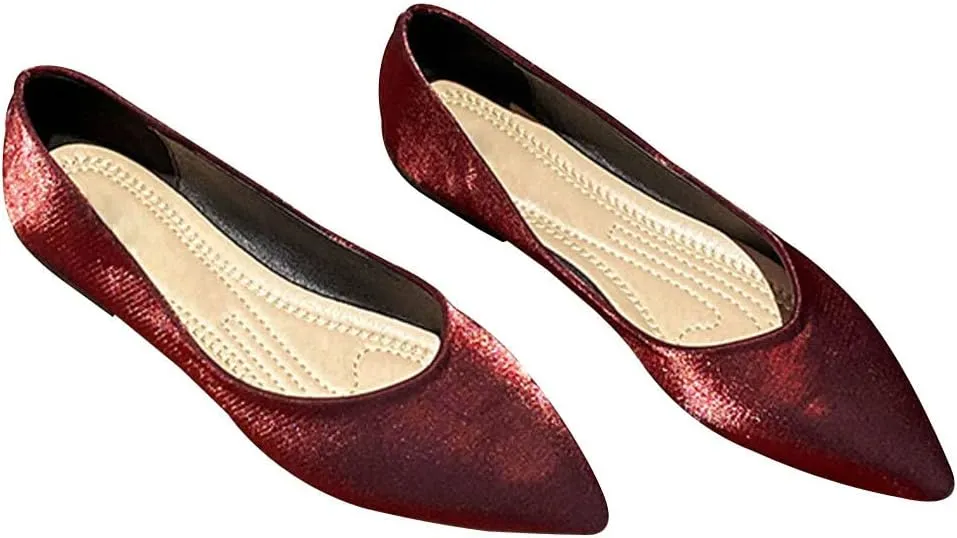 WENJIAZHIZHI Women's Satin Flats Wedding Dressy Shoes Elegant Slip-On Loafers Ballet Flats for Women Work Dressy Casual