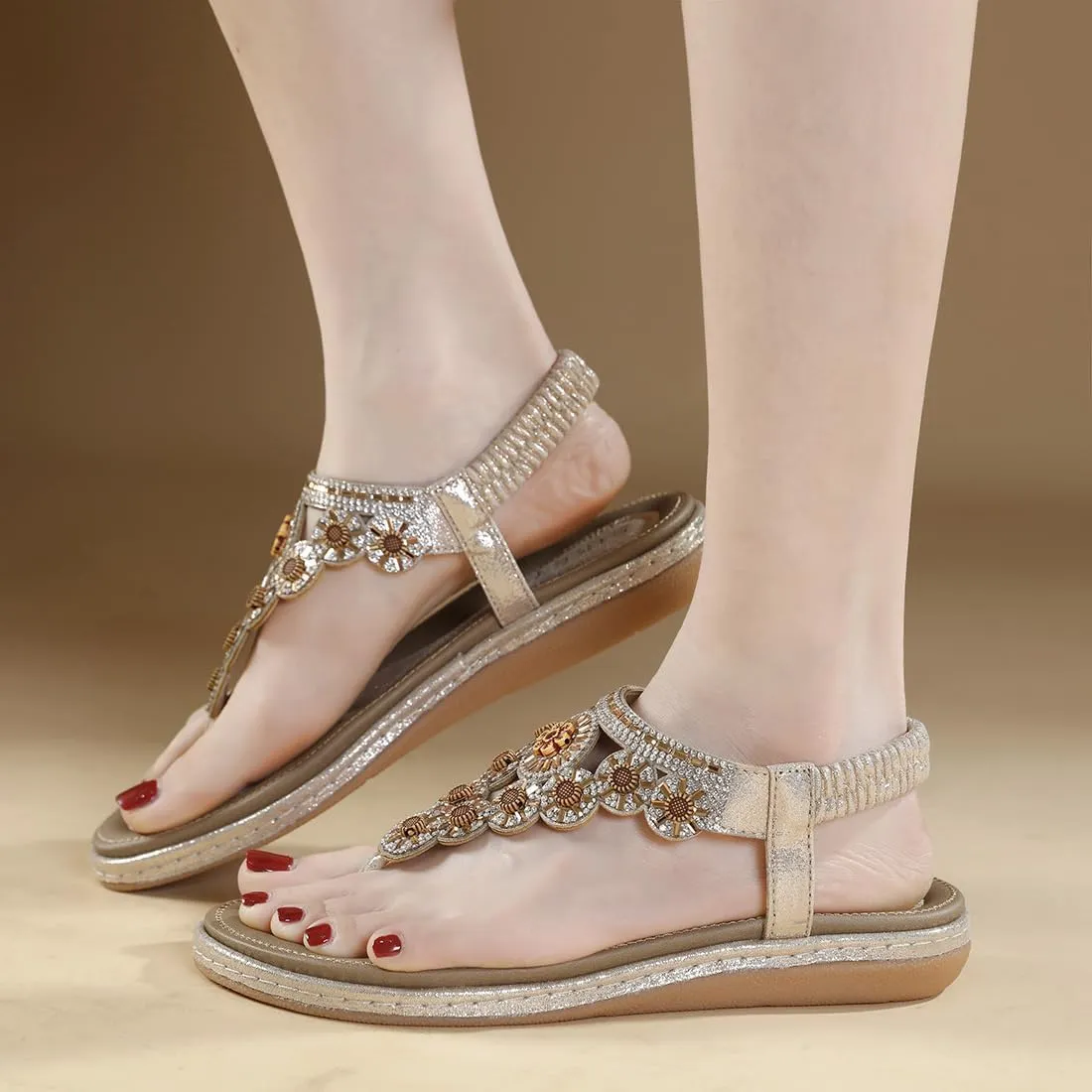 Women Flat Sandals Dressy Casual Summer flat flip flops Comfortable Sandals Bohemian Flats Shoes