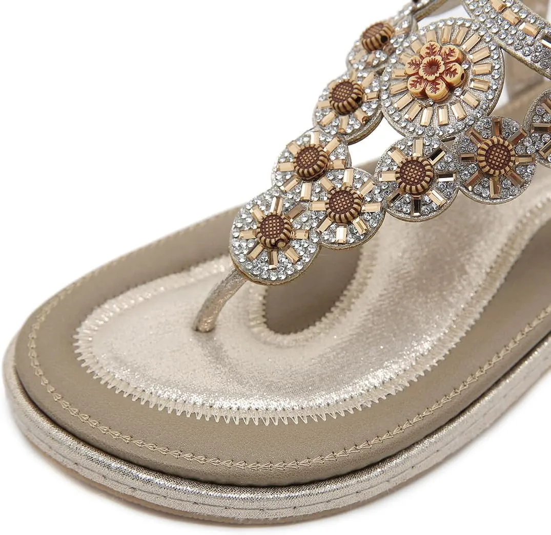 Women Flat Sandals Dressy Casual Summer flat flip flops Comfortable Sandals Bohemian Flats Shoes