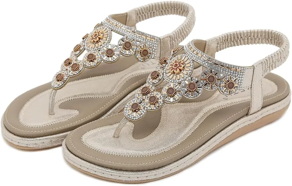 Women Flat Sandals Dressy Casual Summer flat flip flops Comfortable Sandals Bohemian Flats Shoes