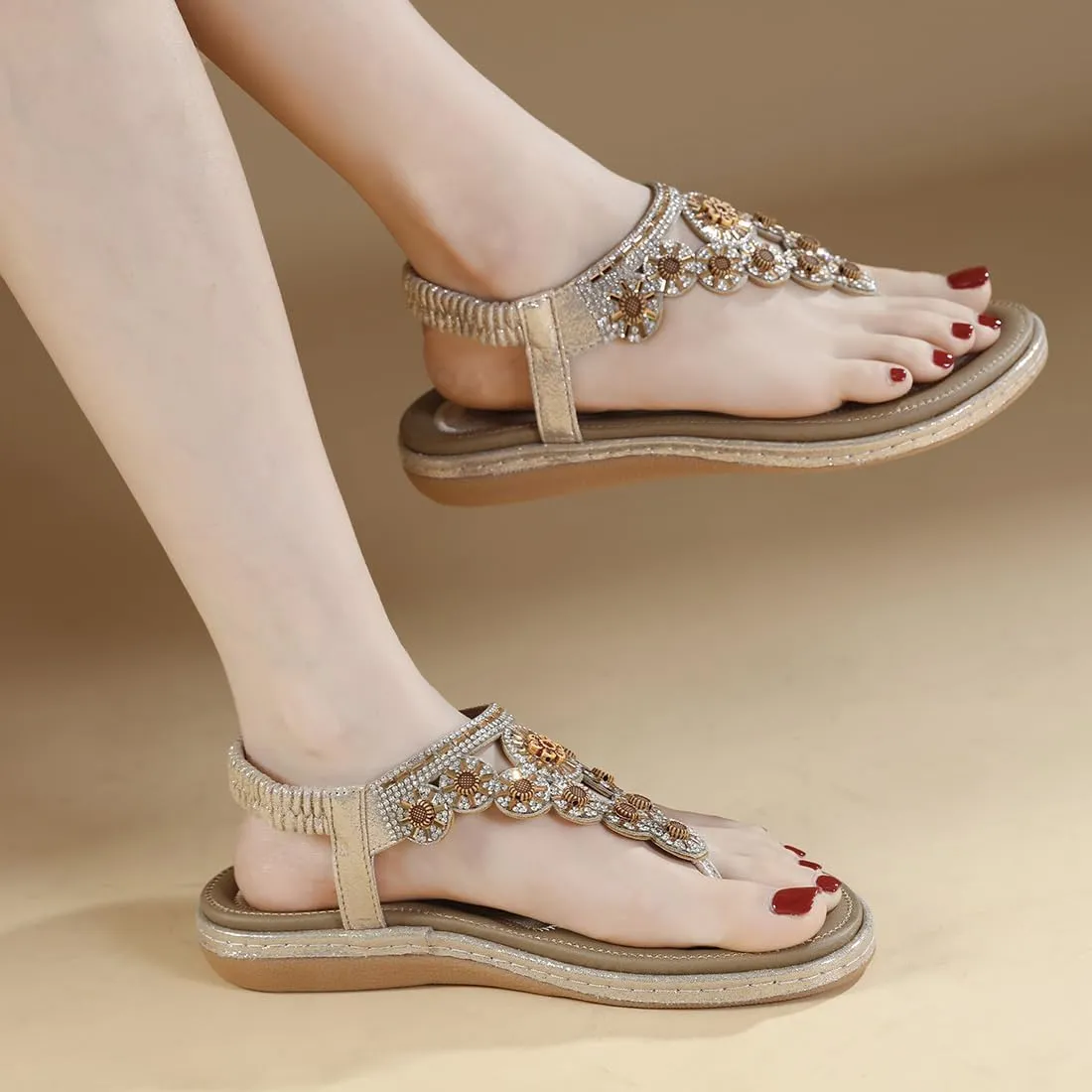 Women Flat Sandals Dressy Casual Summer flat flip flops Comfortable Sandals Bohemian Flats Shoes