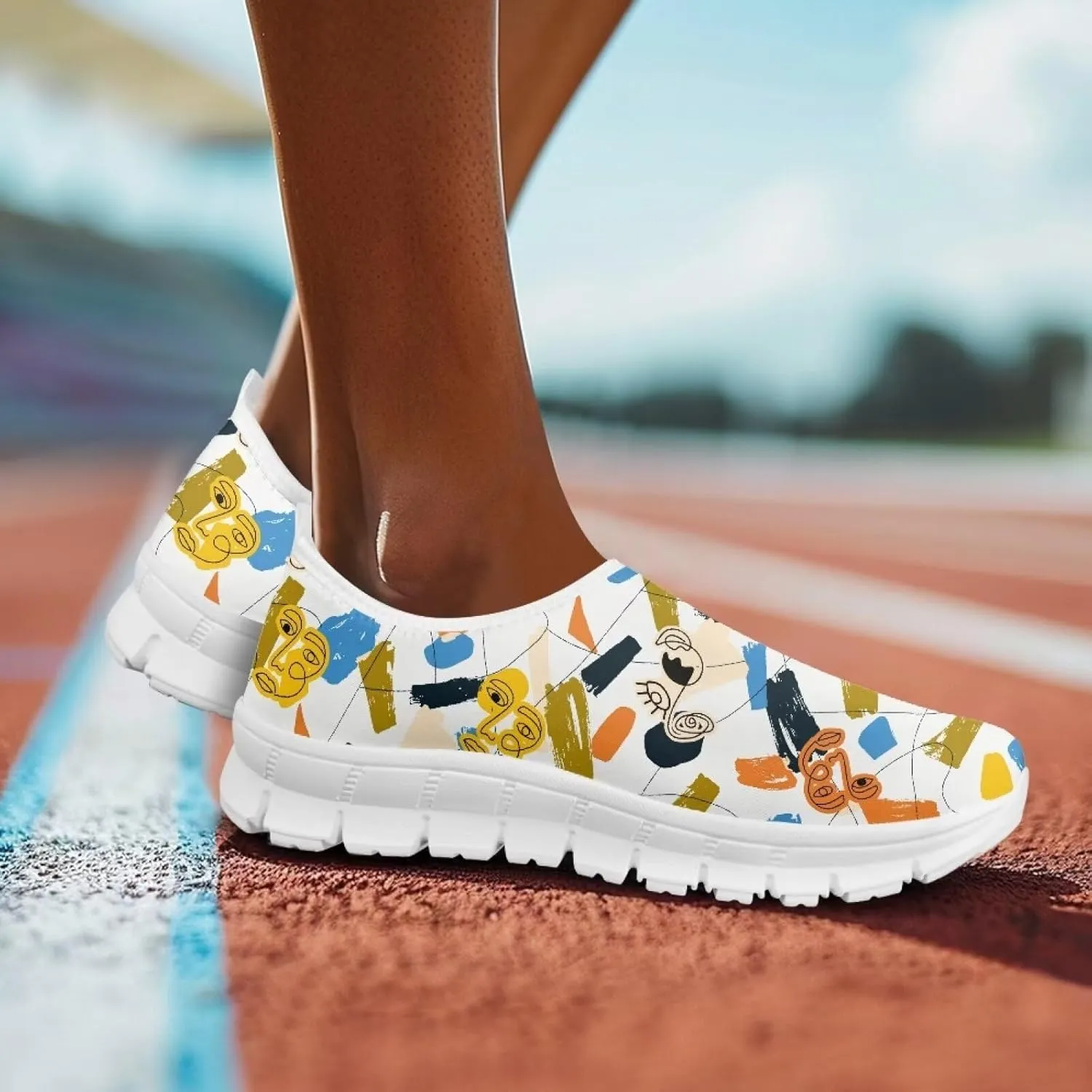 Women Low Top Casual Sneaker Slip On Soft Flat Loafers Comfortable Walking Sports Shoes for Outdoor Athletic Running