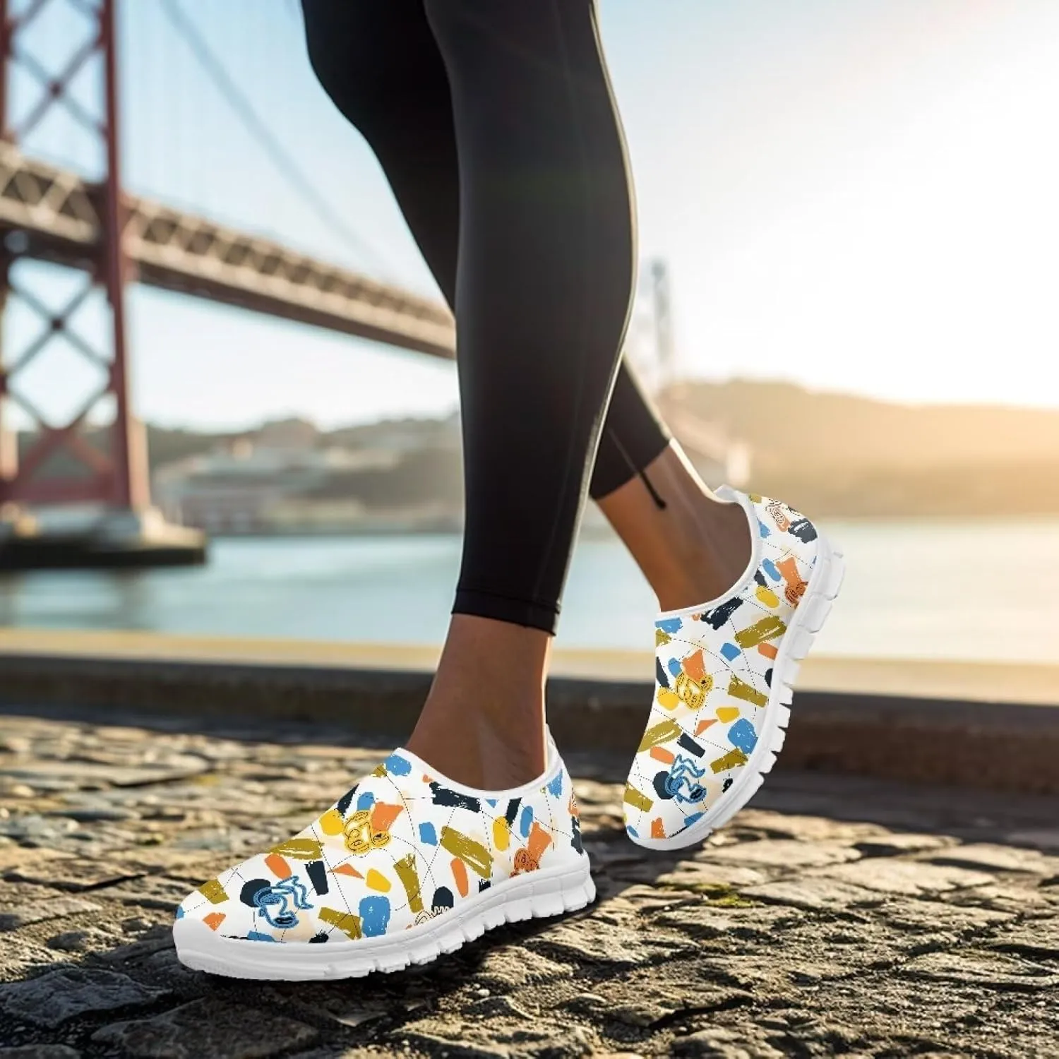 Women Low Top Casual Sneaker Slip On Soft Flat Loafers Comfortable Walking Sports Shoes for Outdoor Athletic Running