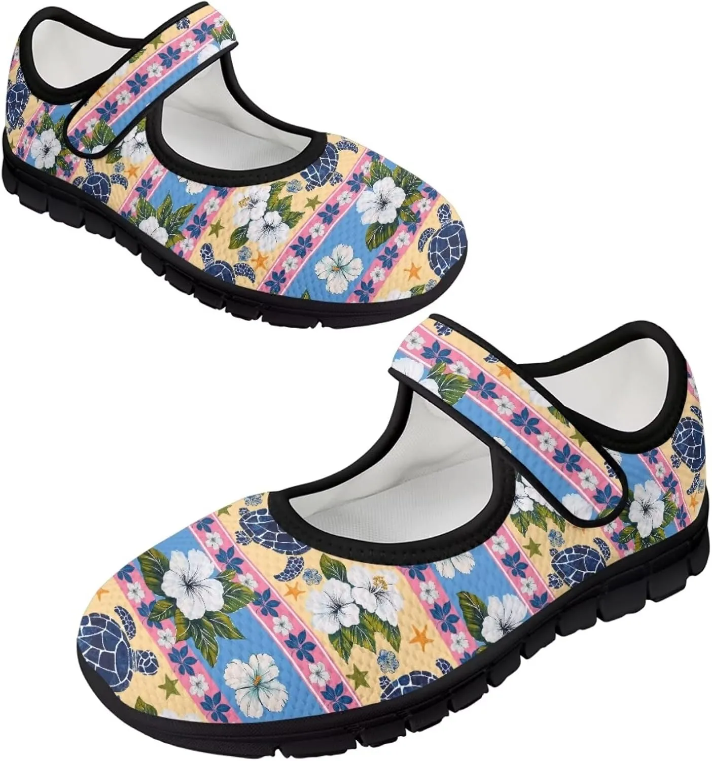 Women Mary Jane Sneaker Shoes Lightweight Casual Breathable Non Slip Flats with Magic Sticker