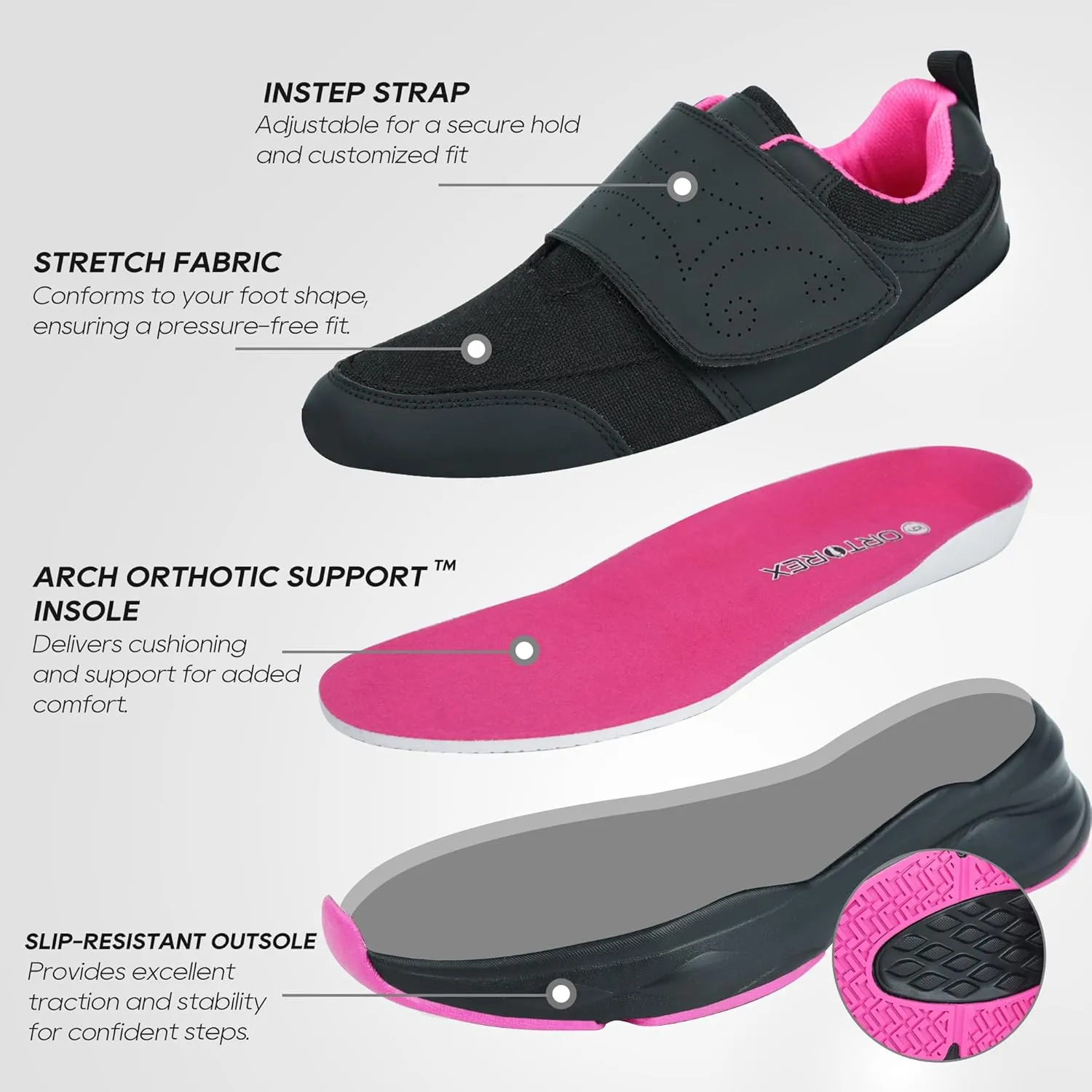 Women Orthopedic Diabetic Walking Sneakers Edema Shoes for Swollen Feet