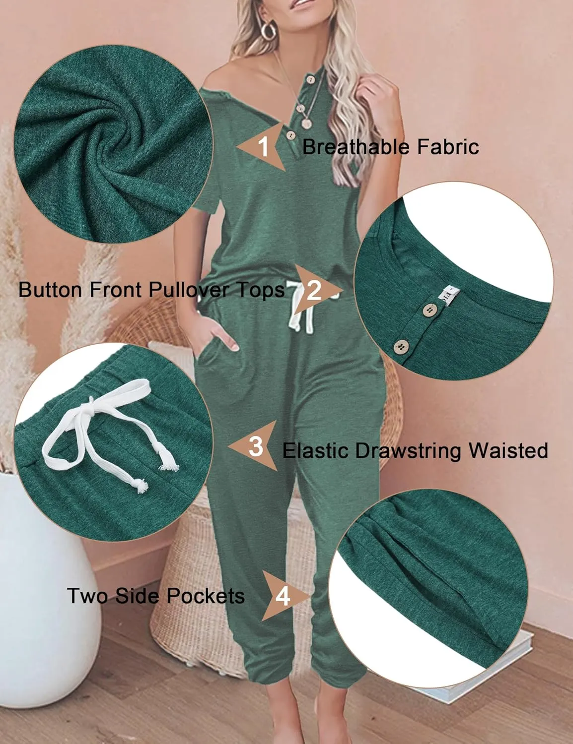 Women's 2 Piece Outfits Lounge Sets Long Sleeve Tops and Jogger Sweatpants Track Sweats Suits Loungewear Pajama Sets