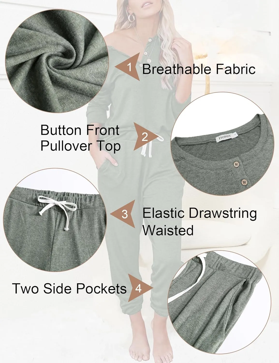 Women's 2 Piece Outfits Lounge Sets Long Sleeve Tops and Jogger Sweatpants Track Sweats Suits Loungewear Pajama Sets
