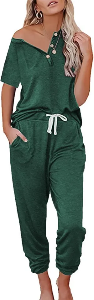 Women's 2 Piece Outfits Lounge Sets Long Sleeve Tops and Jogger Sweatpants Track Sweats Suits Loungewear Pajama Sets