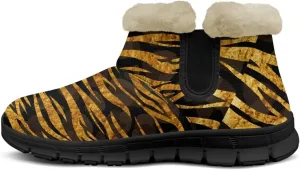 Women's Animal Print Snow Boots Winter Warm Ankle Booties Casual Anti Slip House Shoes with Fuzzy Lining
