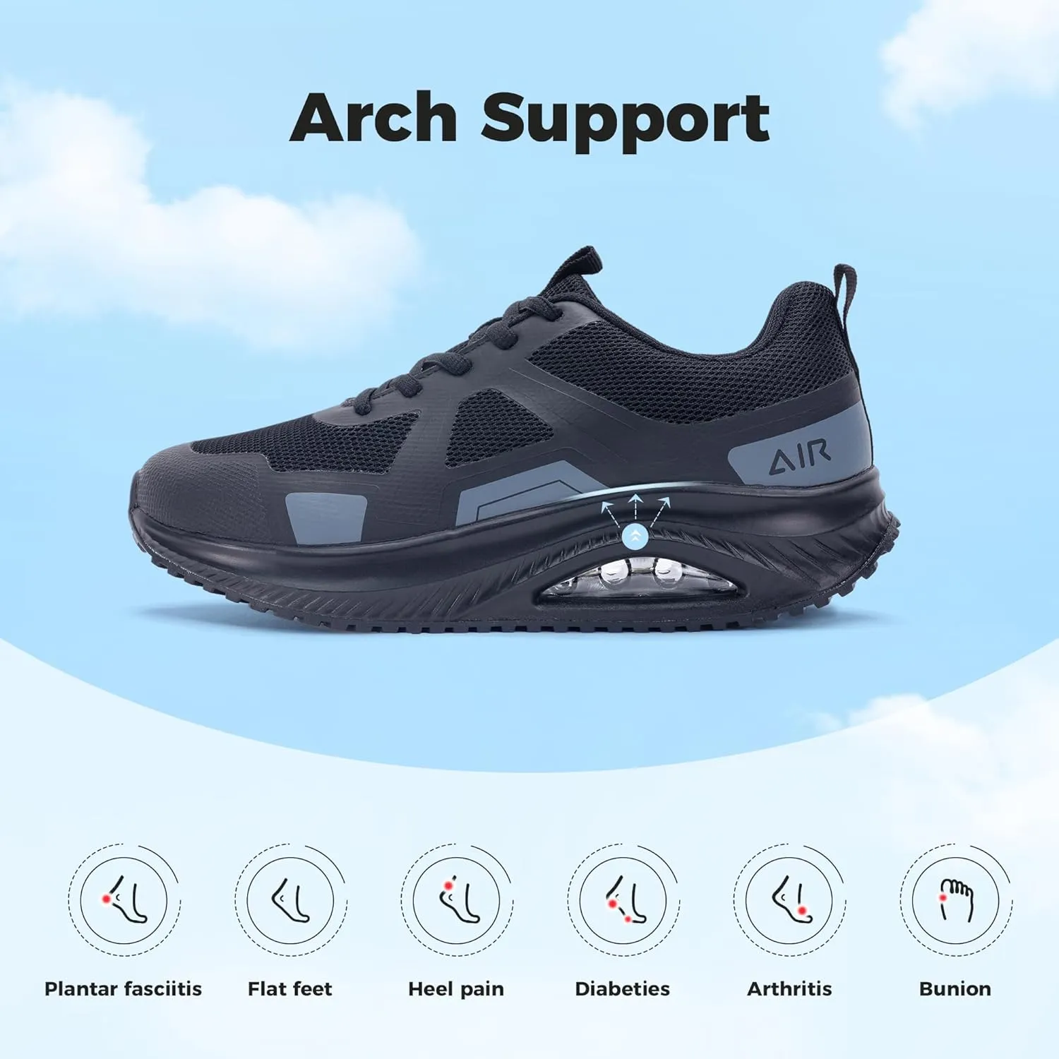 Women's Arch Support Walking Shoes Orthotic Tennis Comfortable Fashion Sneakers for Plantar Fasciitis Pain Relief All Day Standing US 6-11