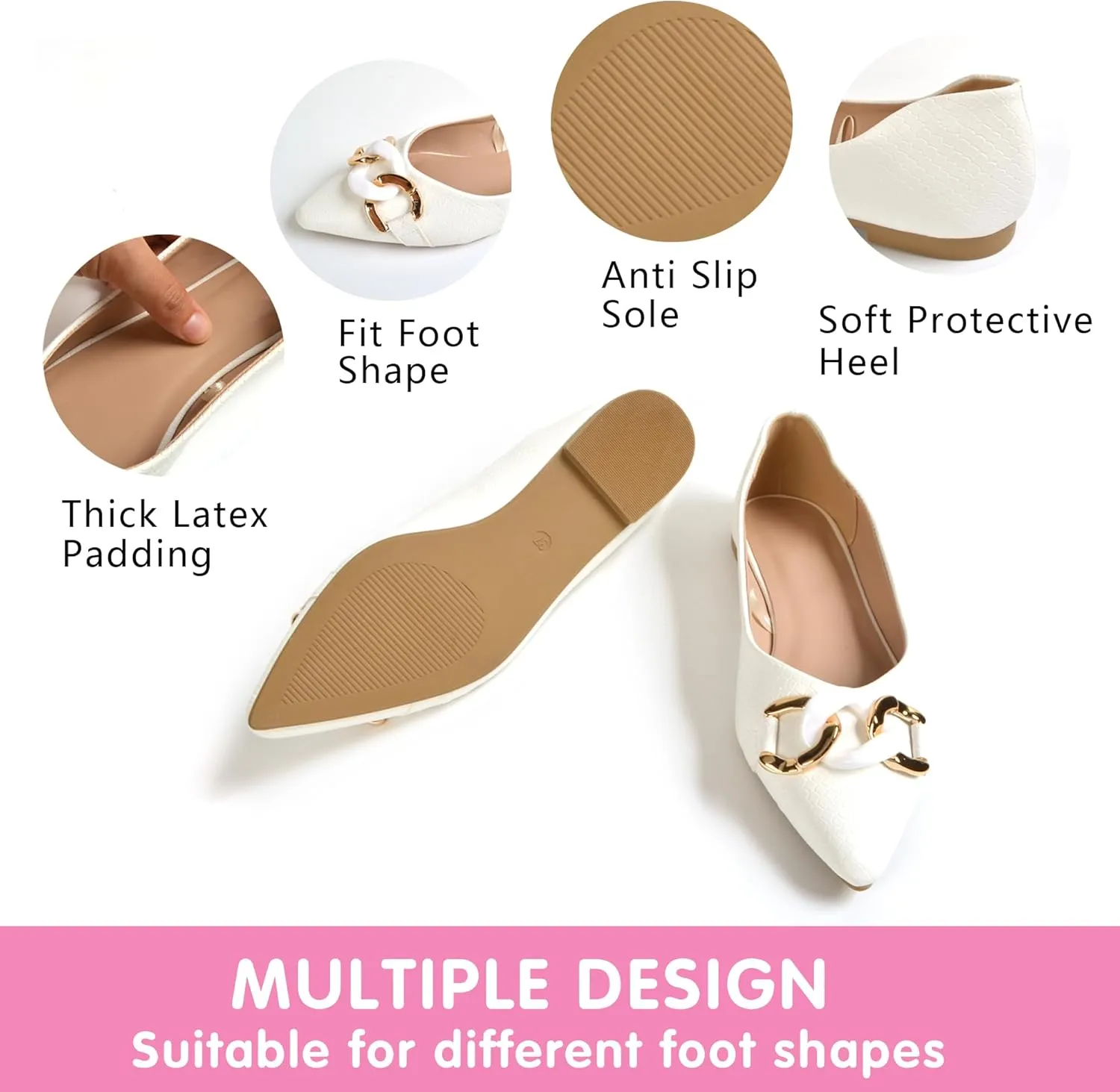 Women's Ballet Flat Shoes Pointed Toe Slip On Shoes Ballerina Walking Flats Casual Dress Shoes for Woman Dressy Comfortable Water Resistant