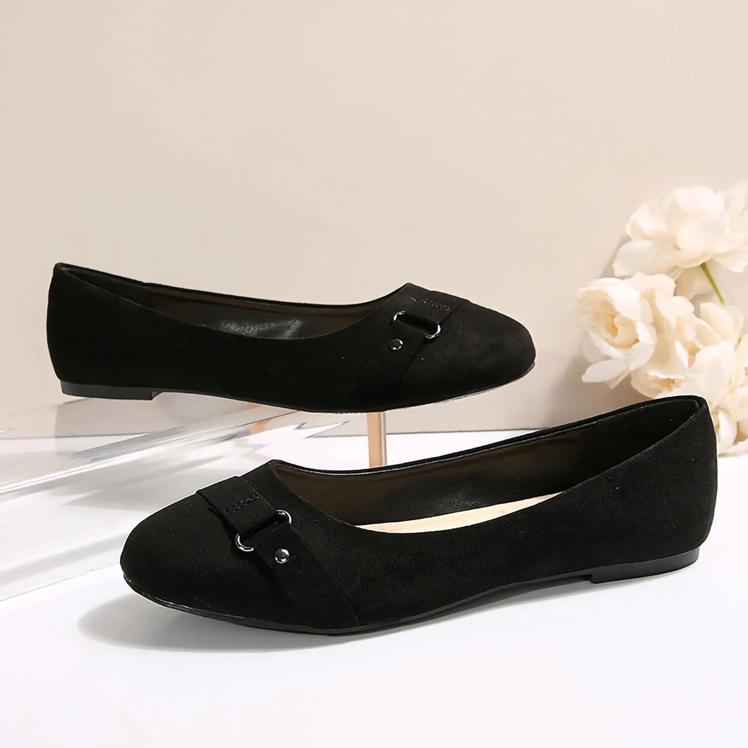 Women's Ballet Flats Shoes, Round Toe Comfort Light Weight Slip-On Dress Shoes