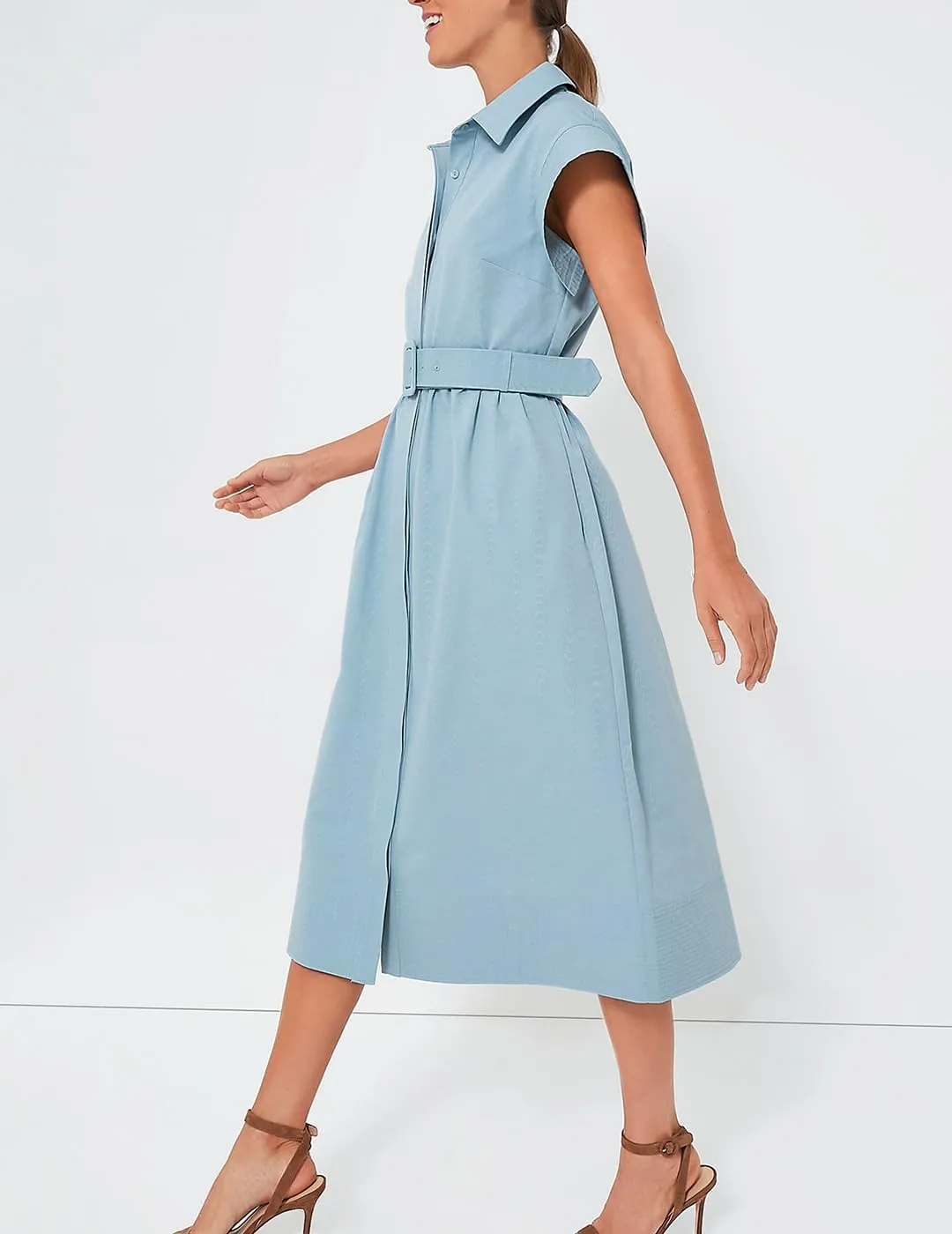 Women's Casual Button Shirt Dresses Short Sleeve Business Long Dresses Elegant Trench Coat with Pockets