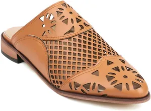 Women's Casual Mules Backless Flat Loafers Cutout Slip on Closed Pointed Toe Slippers Sandals Shoes