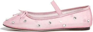 Women's Crystal Mesh Ballet Flats Shoes Round Toe Slip On Ballerina Flats for Women Rhinestone Flats Shoes Dressy Comfortable Casual Styles Mary Jane