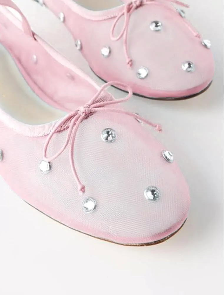 Women's Crystal Mesh Ballet Flats Shoes Round Toe Slip On Ballerina Flats for Women Rhinestone Flats Shoes Dressy Comfortable Casual Styles Mary Jane