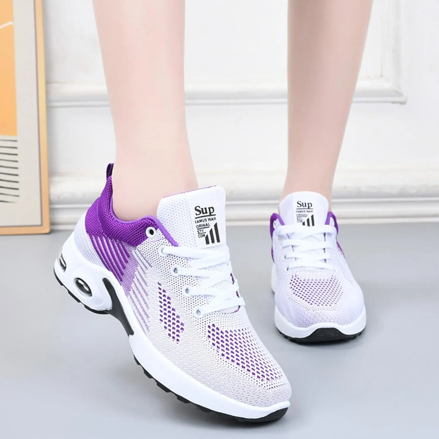 Women's Cushion Sneakers - Breathable, Non-Slip Walking Shoes with Shock-Absorbing Comfort, Lightweight for Running, Walking, and Everyday Use