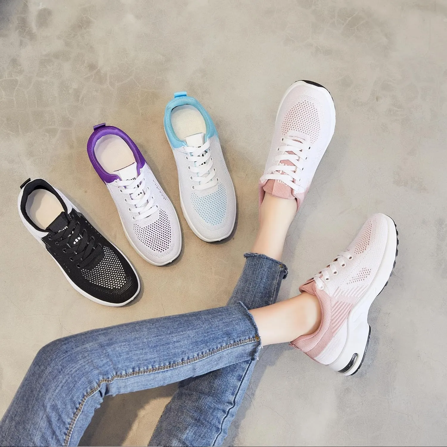 Women's Cushion Sneakers - Breathable, Non-Slip Walking Shoes with Shock-Absorbing Comfort, Lightweight for Running, Walking, and Everyday Use