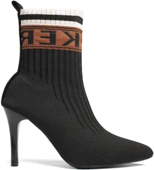 Women's Fashion Knit Stiletto High Heel Ankle Boots Stretch Knitted Fabric Short Sock Boots Sexy Pointed Toe Mid Calf Booties
