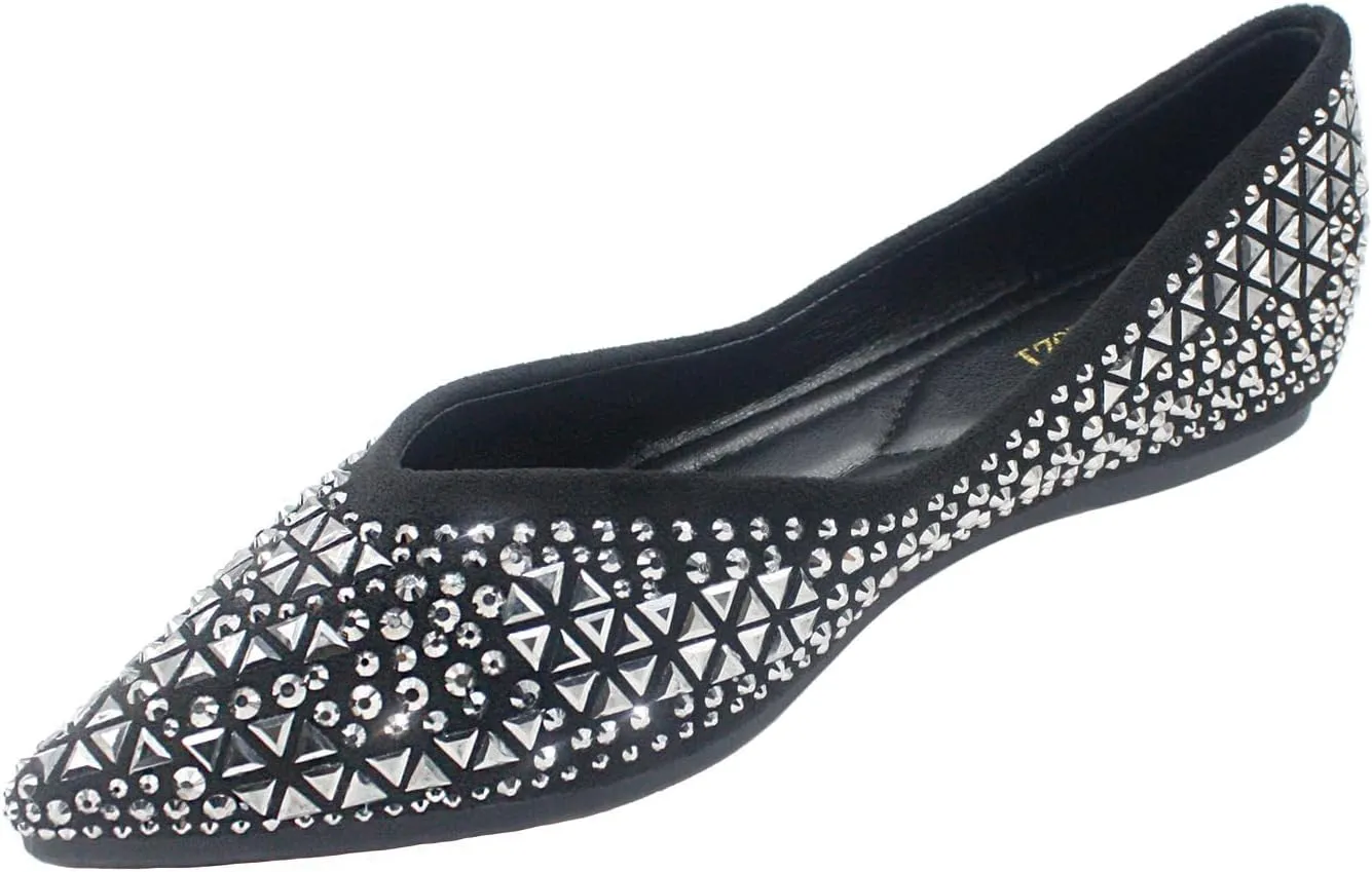 Women's Flats Comfortable Pointed Rhinestone Ballet Flats Soft Memory Foam Insole for Women Sparkle Elegant Dress Shoes