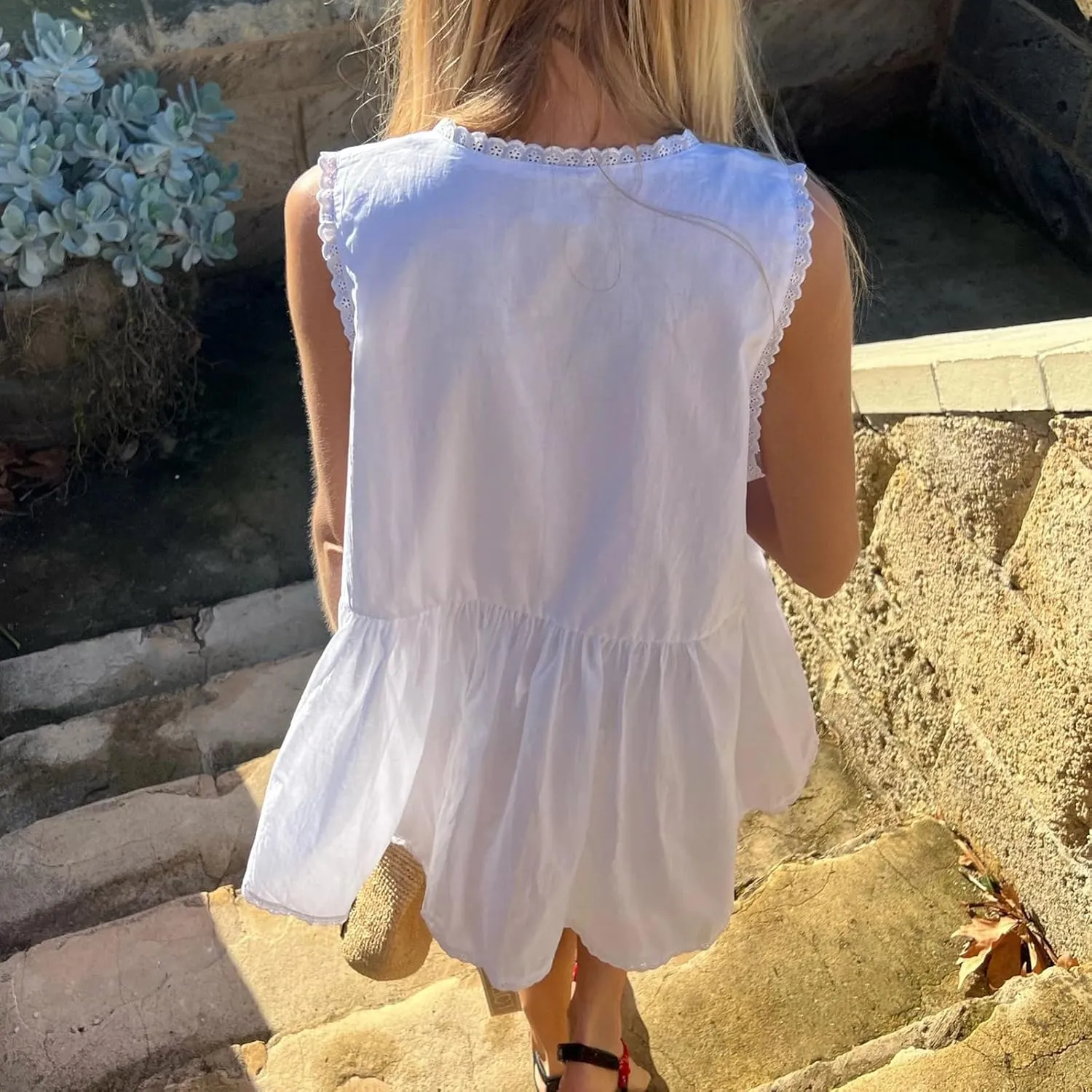 Womens Lace Mini Dress Y2k Aesthetic Summer Flowy Going Out Boho Ruffle Hem Floral Short Dress Beachwear