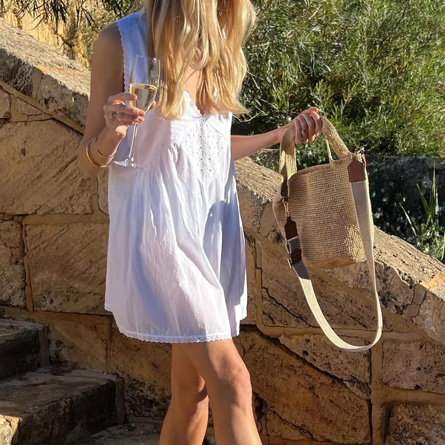 Womens Lace Mini Dress Y2k Aesthetic Summer Flowy Going Out Boho Ruffle Hem Floral Short Dress Beachwear