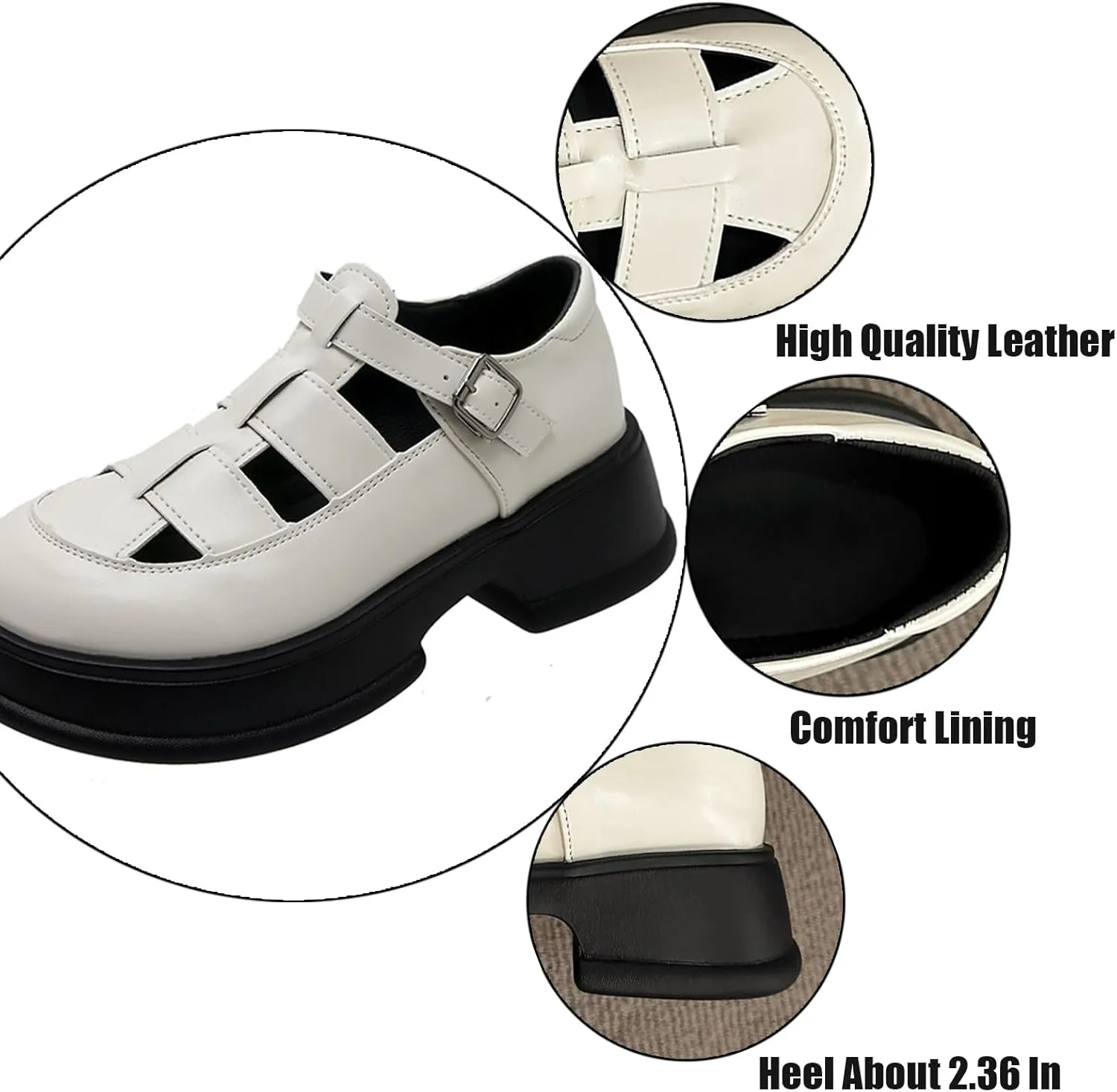Women'S Leather Braid Caged Platform Fisherman Sandals, Summer Closed Round Toe Adjustable Ankle Strap Hollow Out Chunky Gladiator Sandals Casual Beach Y2k Sandals