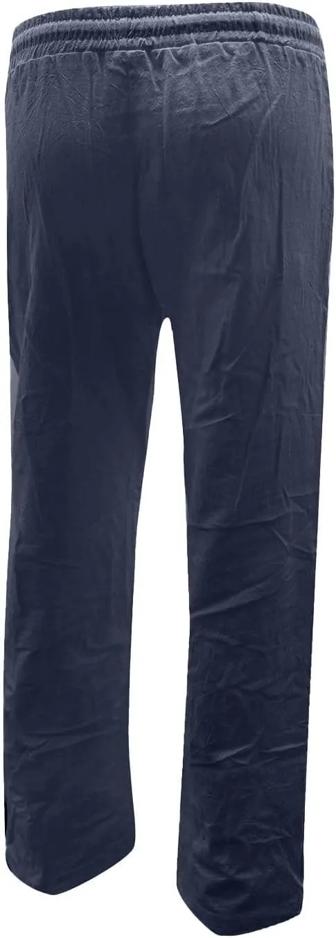 Women's Linen Pants Casual High Waist Pants Lightweight Relaxed Fit Pant Lounge Comfy Sweatpant Summer Long Trouser