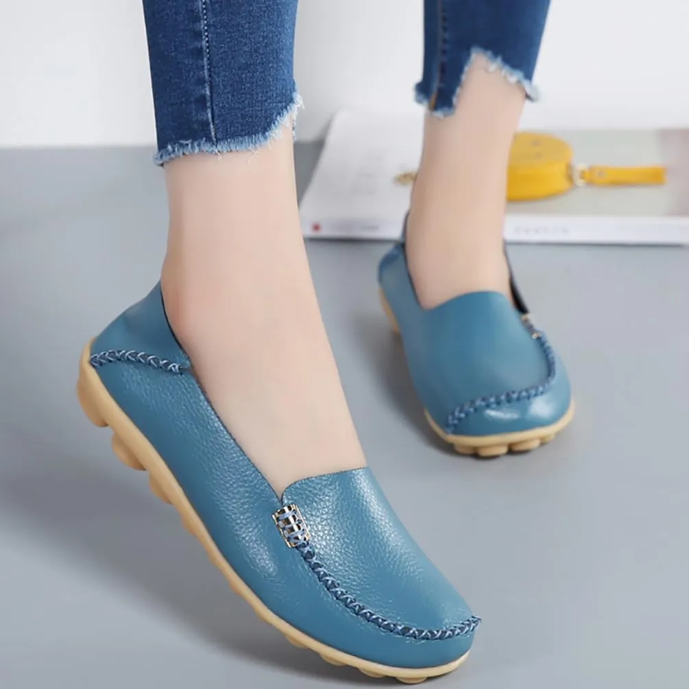 Womens Loafers Shoes Soft Leather Lightweight Classic Penny Slip-on Loafers Outdoor Indooor Walking Driving Moccasins Flats for Womens Nurse Casual Loafers Flats